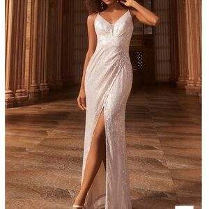 Elegant Silver Evening Gown